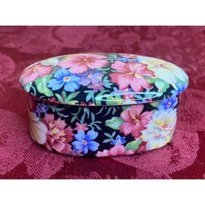 Vintage 1995 Royal Winton Florence Chintz Porcelain Covered Oval Trinket Dresser